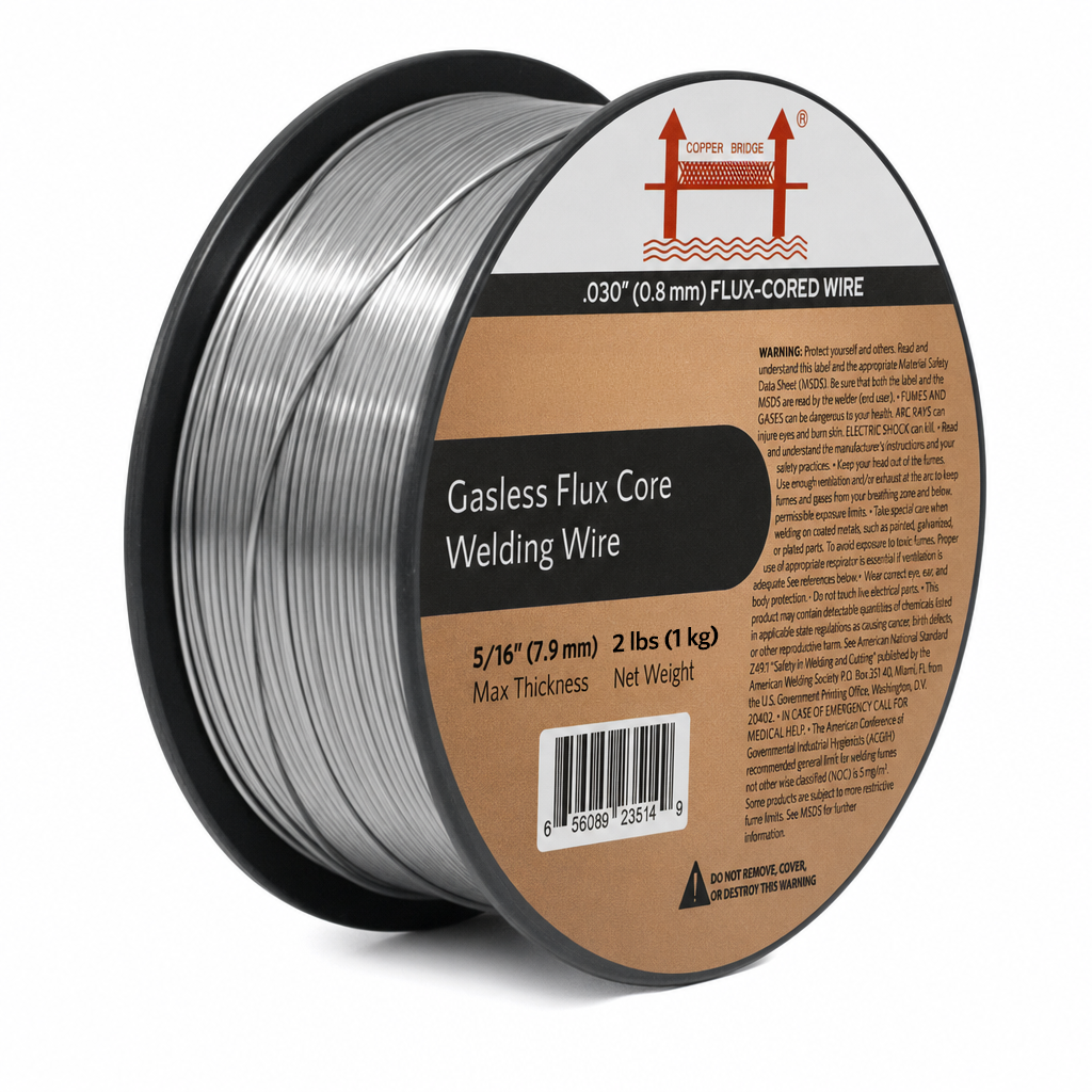 E71T-GS Gasless Flux Core Welding Wire – 2 lb Spool – Copper Bridge