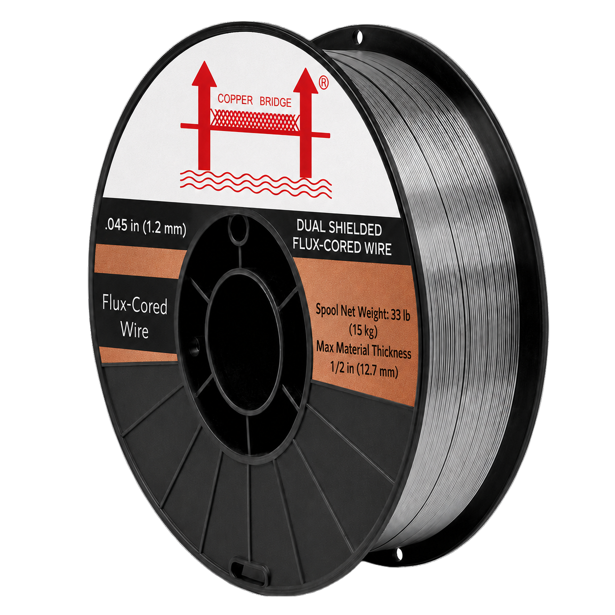AWS E71T-1C .045 in (1.2 mm), 33 lb (15 kg) Spool, Dual Shielded Flux-Cored Wire