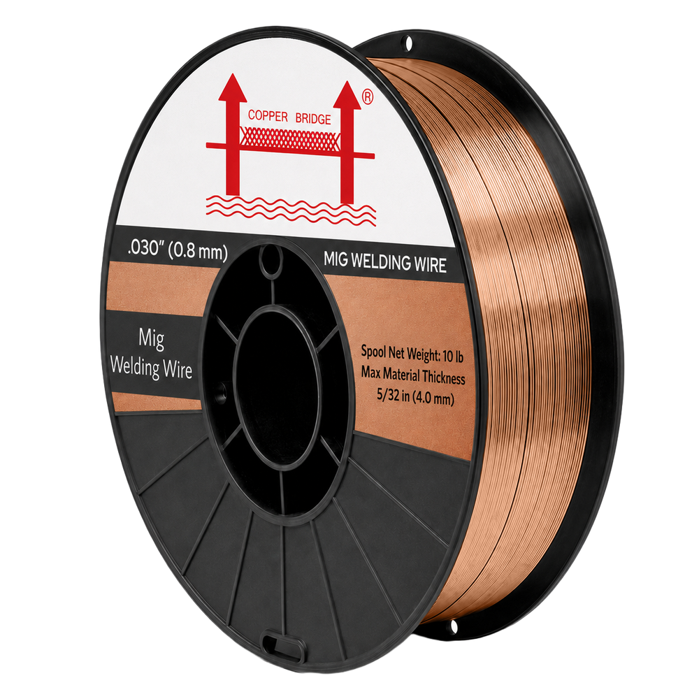 AWS ER70S-6 .030 in (0.8 mm) 11 lb (5 kg) Spool Solid MIG Wire – High Deoxidizer, Smooth Arc, Mild Steel, DCEP