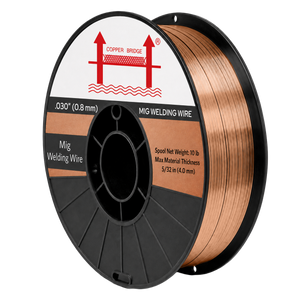 AWS ER70S-6 .030 in (0.8 mm) 11 lb (5 kg) Spool Solid MIG Wire – High Deoxidizer, Smooth Arc, Mild Steel, DCEP