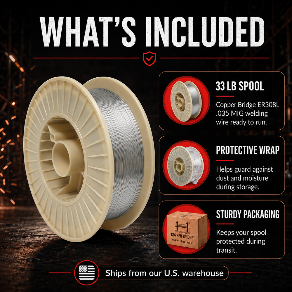 AWS ER308L .035 in (0.9 mm) 33 lb (15 kg) Spool Stainless Steel MIG Welding Wire