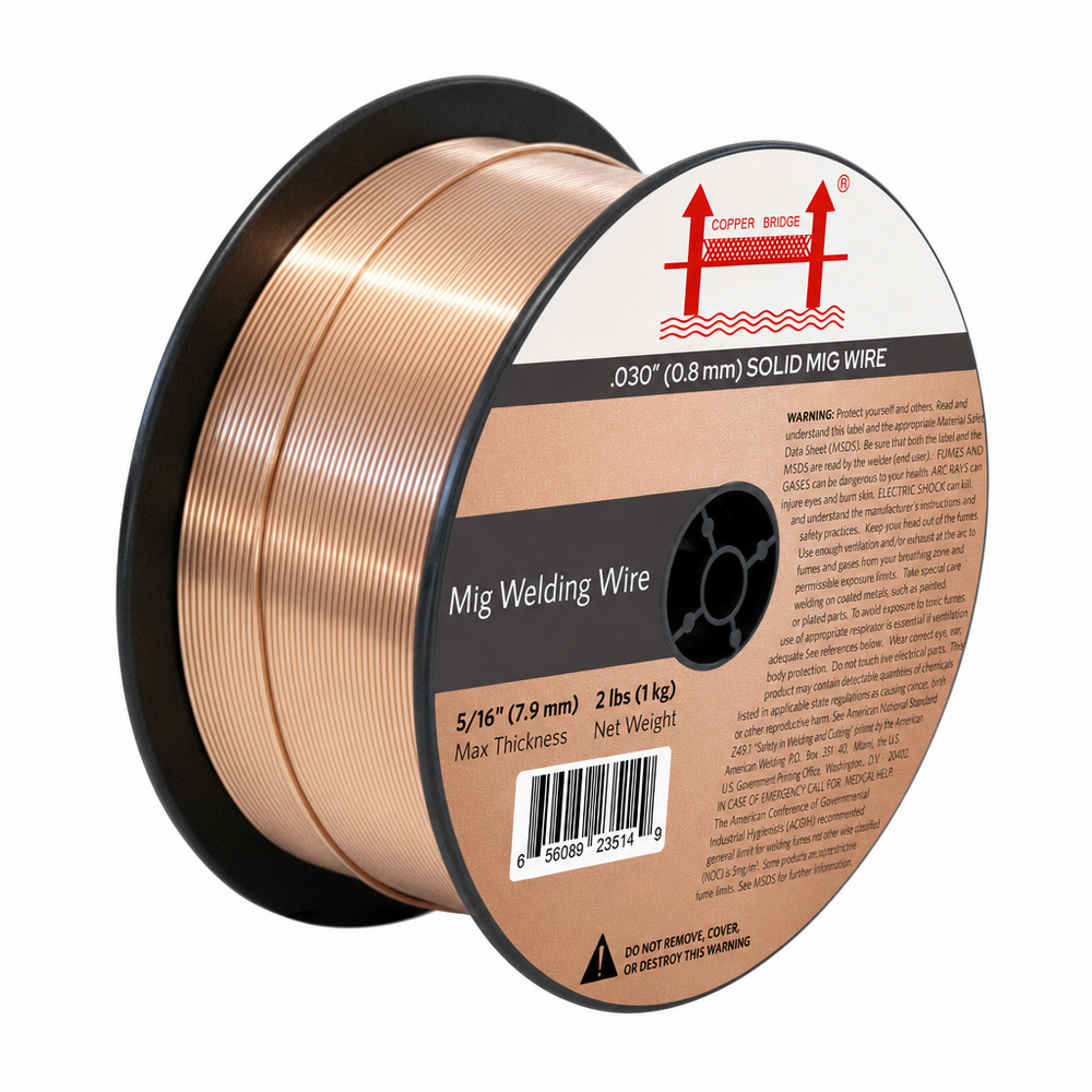 AWS ER70S-6 .035 in (0.9 mm) 2 lb (1 kg) Spool Solid MIG Wire – High Deoxidizer, Smooth Arc, Mild Steel, DCEP