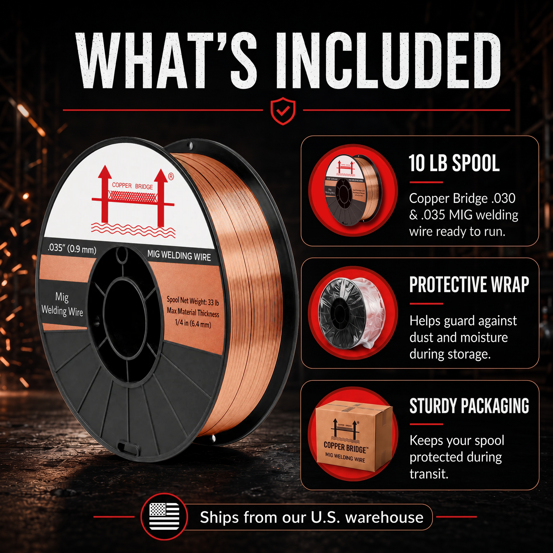 AWS ER70S-6 10 lb (5 kg) Spool Solid MIG Wire