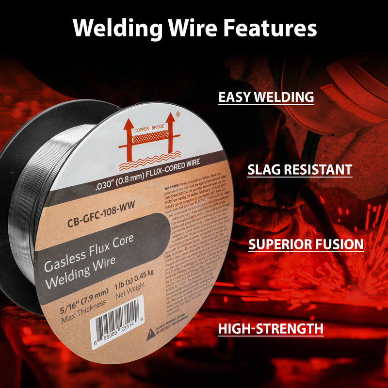 AWS E71T-GS .030 in (0.8 mm) 1 lb (0.5 kg) Spool Gasless Flux-Cored Wire "Innershield Style" – No Gas Needed, Outdoor Ready, Wind Resistant