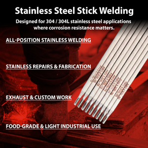 AWS E308L-16 3/32 in (2.4 mm), 2 lb Box Stainless Stick Electrodes