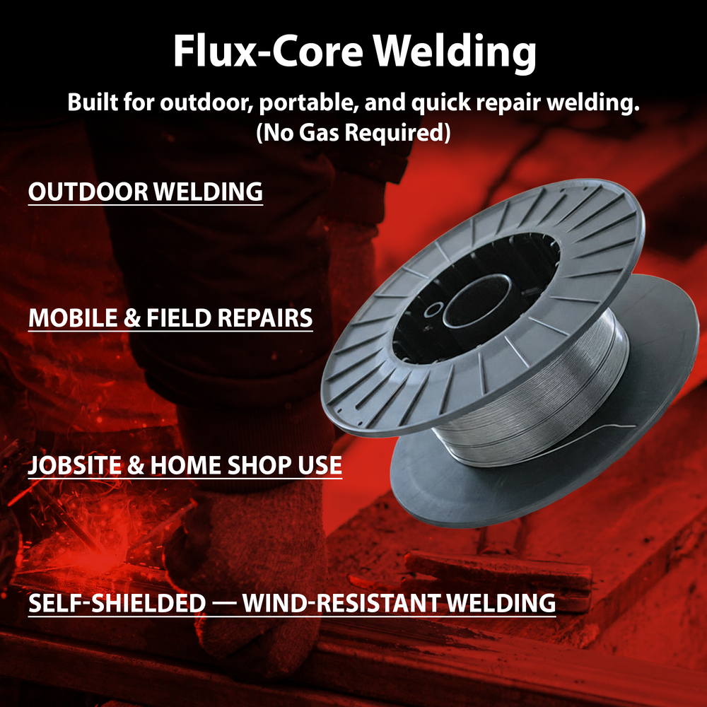 AWS E71T-GS .035 in (0.9 mm) 11 lb (5 kg) Spool Gasless Flux-Cored Wire "Innershield Style" – No Gas Needed, Outdoor Ready, Wind Resistant