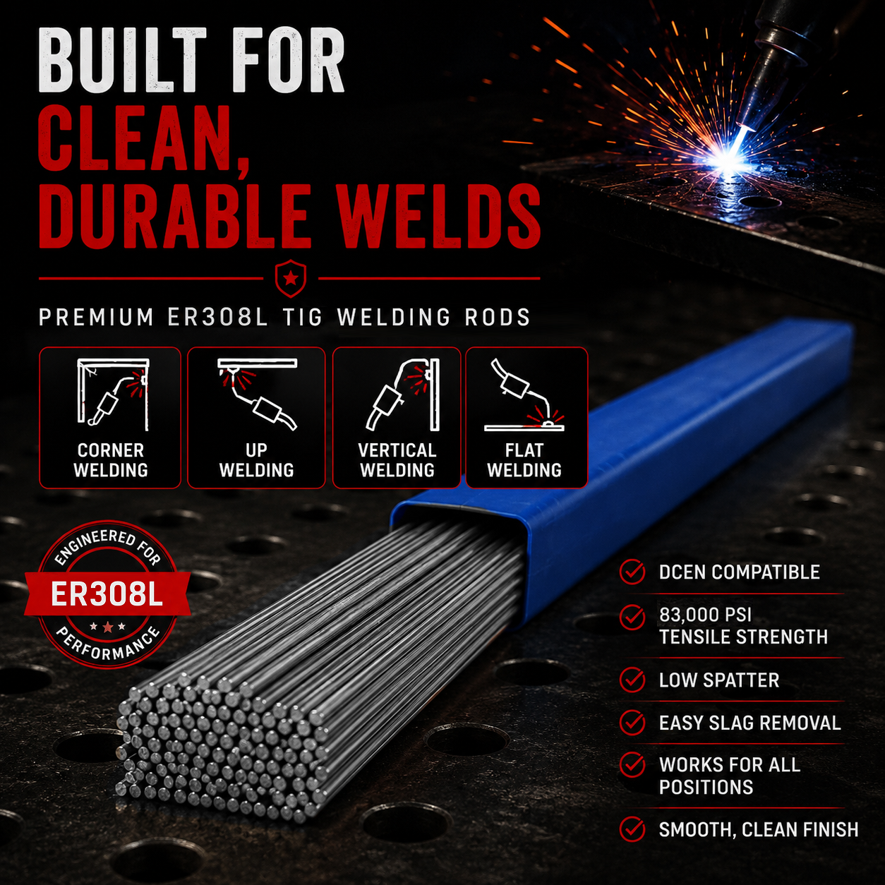 AWS ER308L 10 lb (5 kg) Pack Stainless TIG Welding Rods