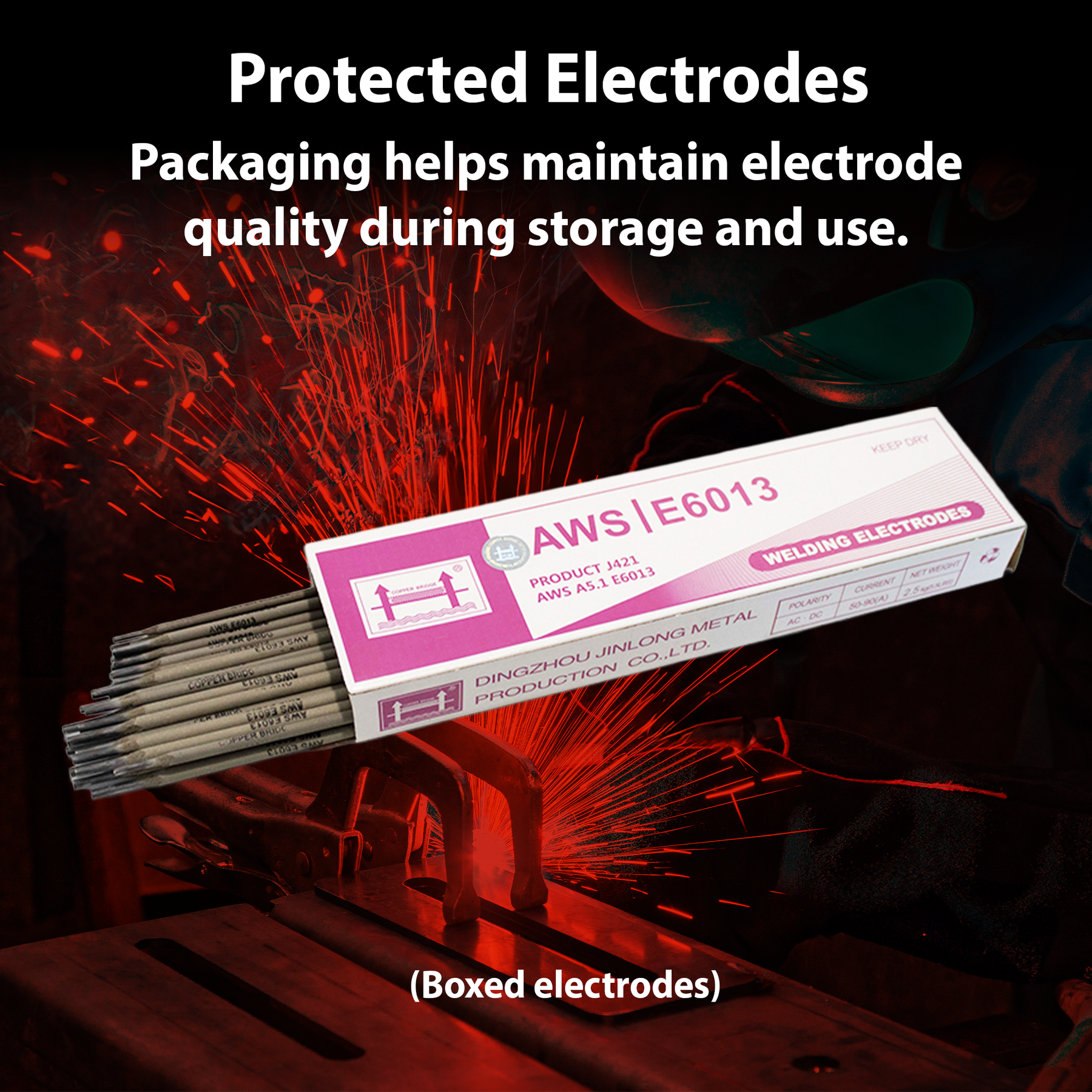 AWS E6013 1/8 in (3.2 mm), 11 lb (5 kg) Box Stick Welding Electrodes – Smooth Arc, Easy Slag Removal, All Position, AC/DC Compatible