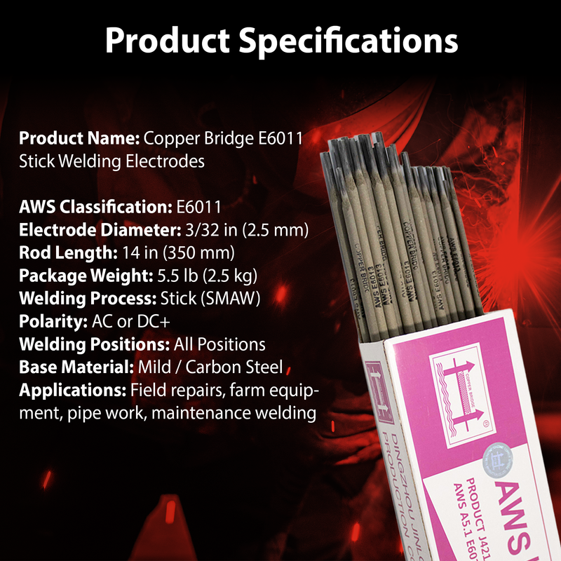AWS E6013 3/32 in (2.4 mm), 5 lb Box Stick Welding Electrodes – Smooth Arc, Easy Slag Removal, All Position, AC/DC Compatible