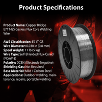 AWS E71T-GS 10 lb (5 kg) Spool Gasless Flux-Cored Wire "Innershield Style" – Self-Shielded, Smooth Arc, Mild Steel, DCEN