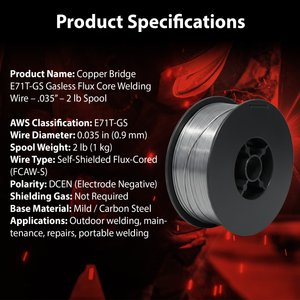 AWS E71T-GS 2 lb (1kg) Spool Gasless Flux-Cored Wire "Innershield Style" – No Gas Needed, Outdoor Ready, Wind Resistant