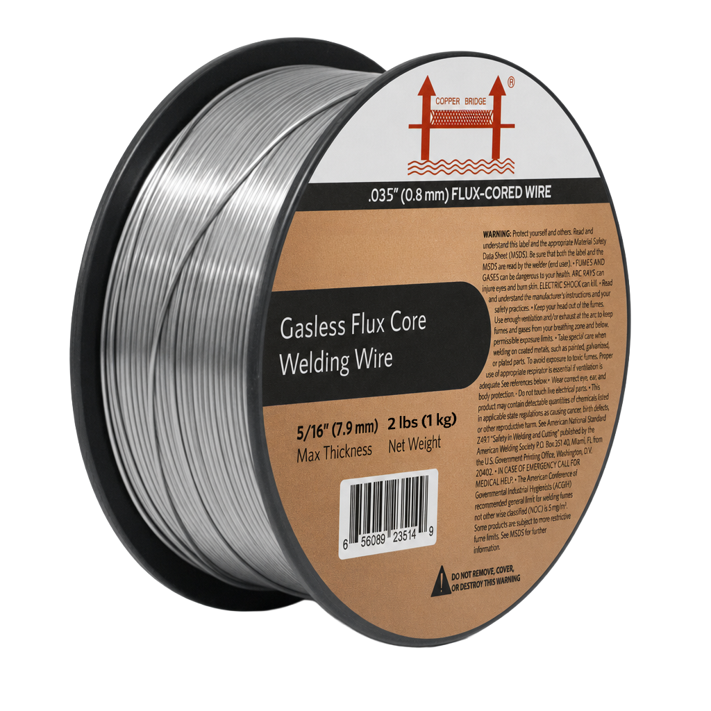 AWS E71T-GS .035 in (0.9 mm) 2 lb (0.9 kg) Spool Gasless Flux-Cored Wire "Innershield Style" – No Gas Needed, Outdoor Ready, Wind Resistant