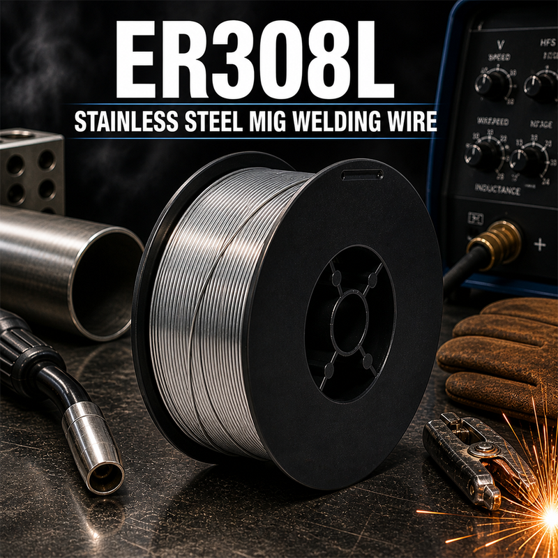 AWS ER308L .030 in (0.8 mm) 2 lb (0.9 kg) Spool Stainless MIG Wire – Low Carbon, Corrosion Resistant, Stainless Steel, DCEP